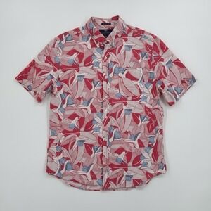 Vineyard Vines Shirt Mens Large Red Floral Button Up Whale Saltwater Wash Murray